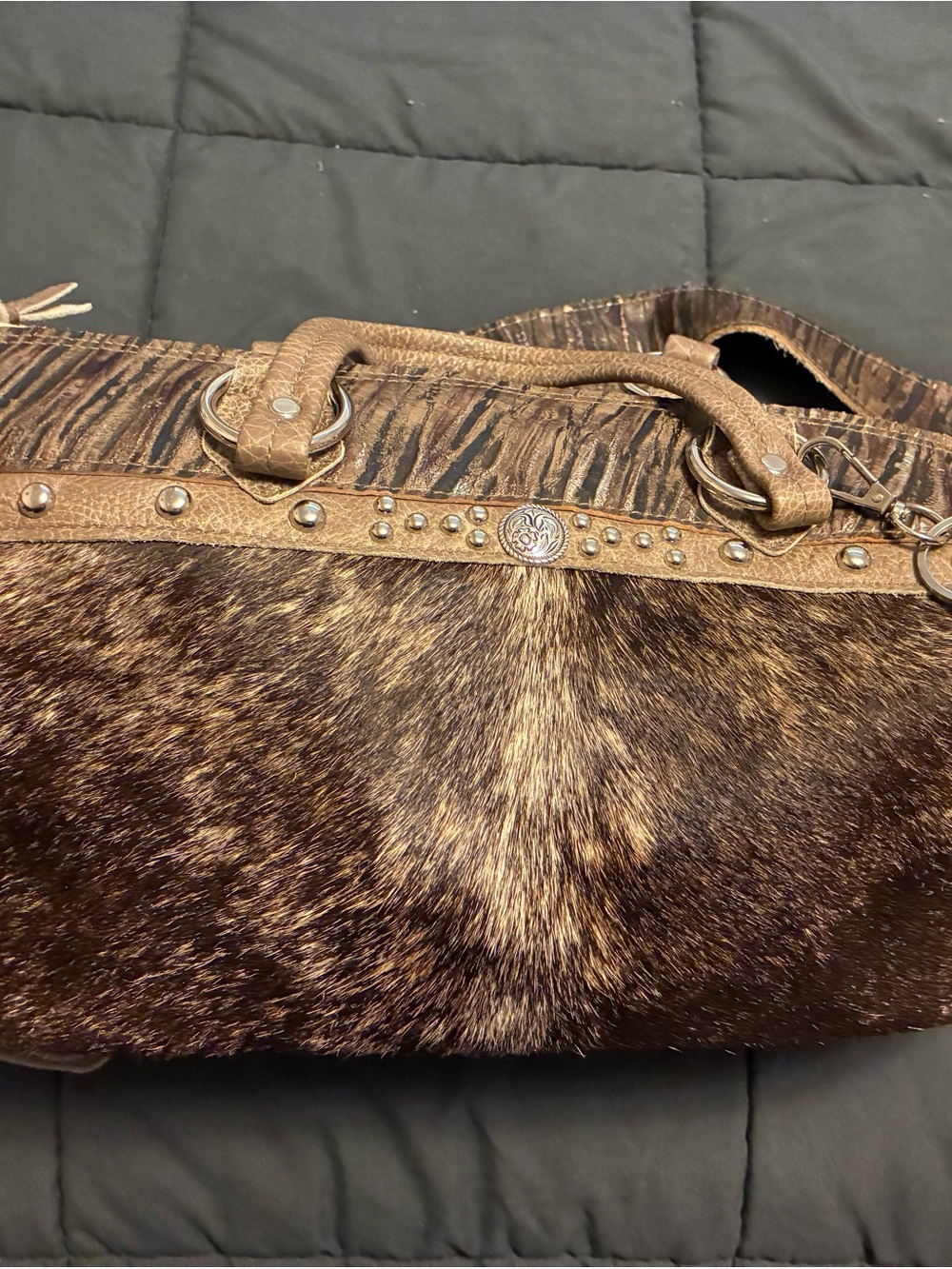 Holy Cow Couture studded shoulder bag with crossbody strap